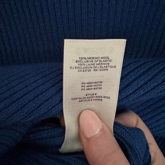 Wilfred Blue Merino Wool Cropped Turtleneck Sweater size M - Picture 4 of 4